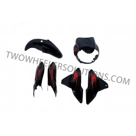 Full Body Kit Discover 135cc Old Model Black Red Sticker